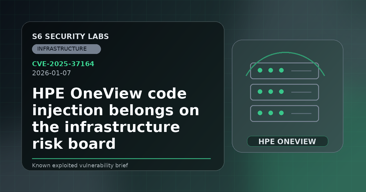 HPE OneView code injection belongs on the infrastructure risk board