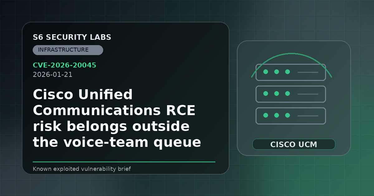 Cisco Unified Communications RCE risk belongs outside the voice-team queue