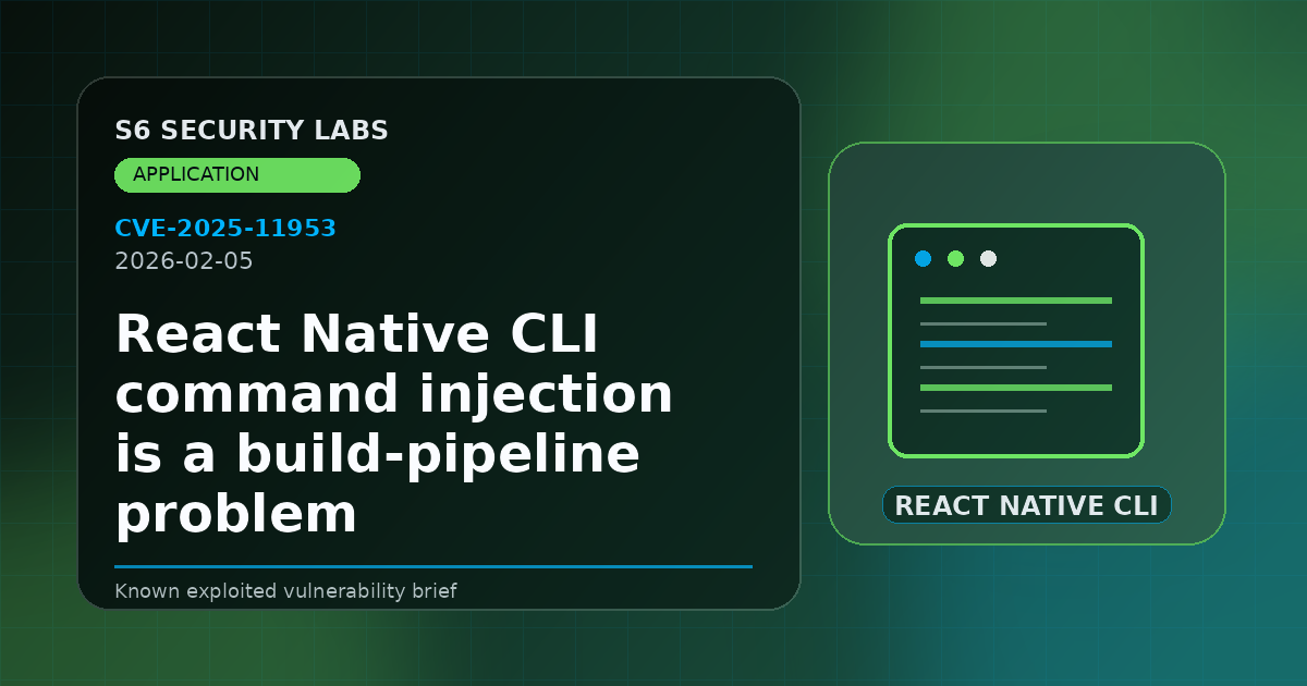 React Native CLI command injection is a build-pipeline problem