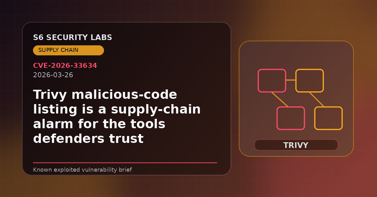 Trivy malicious-code listing is a supply-chain alarm for the tools defenders trust