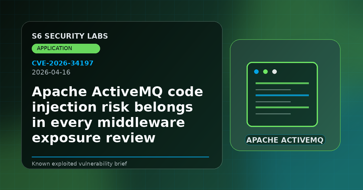 Apache ActiveMQ code injection risk belongs in every middleware exposure review